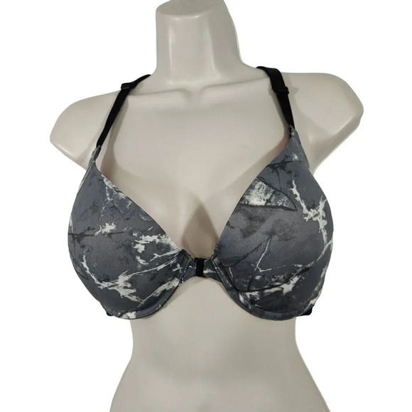 Victorias Secret PINK Wear Everywhere Push Up Grey Tie Dye Bra Women Size 36DD - Picture 1 of 13
